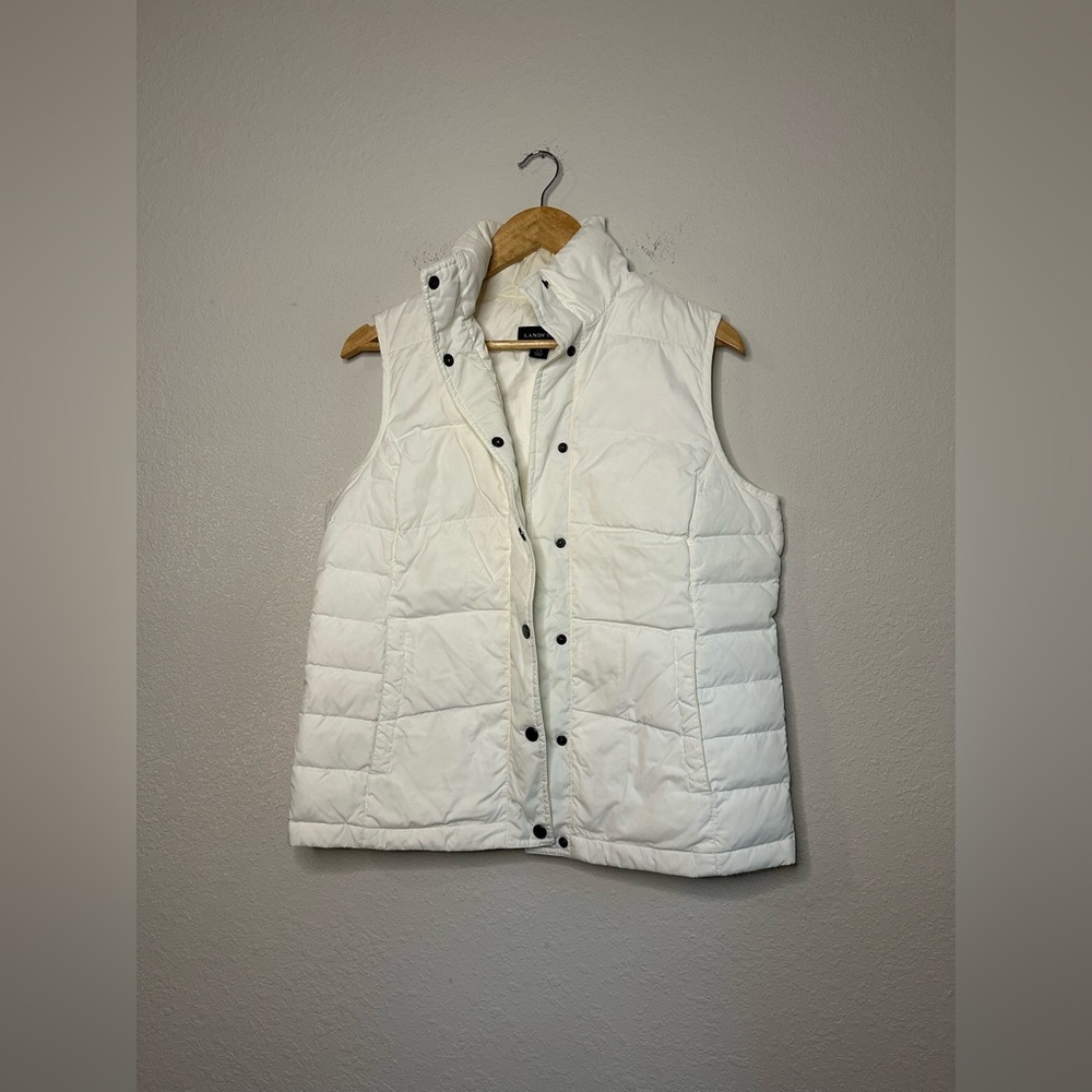 Lands’ End White Puffer Vest Size Small